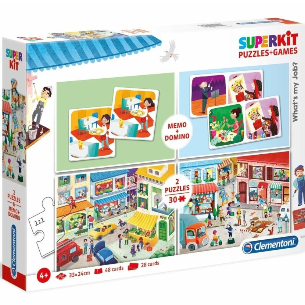 Clementoni 4 in 1 Game + Puzzle  Super Kit-Animals For Age 4+ New Sealed